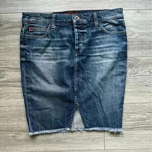 Joe’s Jeans Japanese Denim Button Fly Front Slit Raw Hem Skirt Size 28